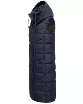 Стеганый жилет Navahoo "Крендель", теплый, длинный женский уличный жилет с капюшоном, цвет морской волны