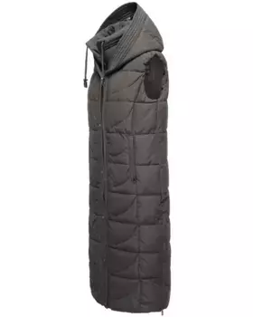 Стеганый жилет Navahoo "Крендель", теплый, длинный женский уличный жилет с капюшоном, антрацит