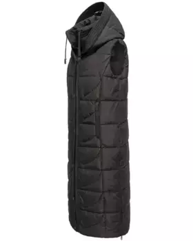 Стеганый жилет Navahoo "Крендель", теплый, длинный женский уличный жилет с капюшоном, черный