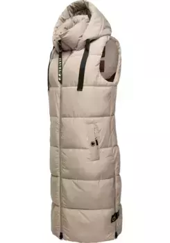 Стеганый жилет Navahoo "Schnuffelchen" (1 шт.), теплый женский уличный жилет длинный с капюшоном, коричневый