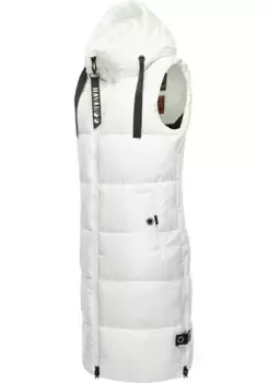 Стеганый жилет Navahoo "Schnuffelchen" (1 шт.), теплый женский уличный жилет длинный с капюшоном, белый