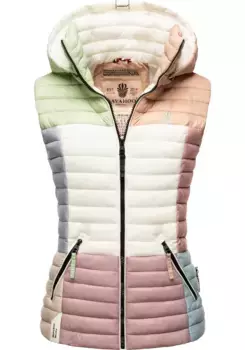 Стеганый жилет Navahoo "Shadaa Multikulti", женский жилет без рукавов в стиле колор-блок с капюшоном, цвет Pastel