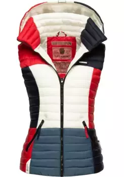 Стеганый жилет Navahoo "Shadaa Multikulti", женский жилет без рукавов в стиле колор-блок с капюшоном, синий