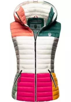 Стеганый жилет Navahoo "Shadaa Multikulti", женский жилет без рукавов в стиле колор-блок с капюшоном, цвет Bunt