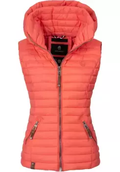 Стеганый жилет Наваху "Шадаа", стильный женский жилет без рукавов с капюшоном Navahoo, коралловый
