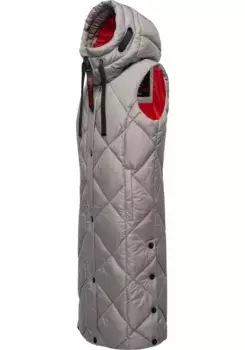 Стеганый жилет Наваху "Шнукель", теплый женский уличный жилет длинный с капюшоном Navahoo, серый
