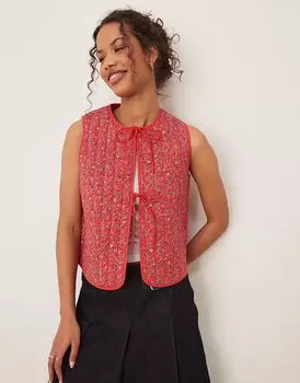 Стеганый жилет Nobody's Child с завязками в красном цвете