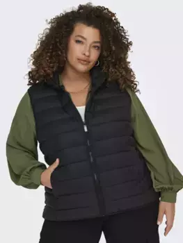 Стеганый жилет ONLY CARMAKOMA "CARNEW TAHOE HOOD WAISTCOAT CC OTW NOOS", черный