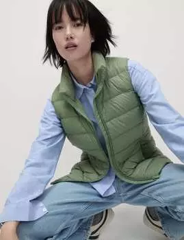 Стеганый жилет Packaway Puffer Gilet с перьями и пухом Marks & Spencer, цвет Bright sage