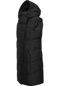 Стеганый жилет Ragwear "Павла Вест", стильный зимний жилет на плюшевой подкладке и капюшоне, черный