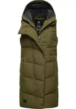 Стеганый жилет Ragwear "Павла Вест", стильный зимний жилет на плюшевой подкладке и капюшоне, оливковый