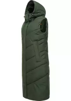 Стеганый жилет Ragwear "Suminka Vest", стильный длинный женский зимний жилет, зеленый