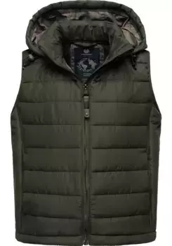 Стеганый жилет Ragwear "Vitek", спортивный жилет для отдыха на открытом воздухе со съемным капюшоном, зеленый