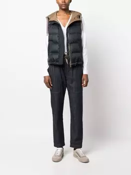 Стеганый жилет с капюшоном Brunello Cucinelli, синий