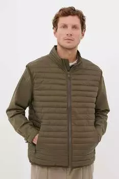 Стеганый жилет с капюшоном и стеганым дизайном Finn Flare, зеленый