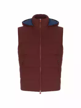 Стеганый жилет с капюшоном Kiton, бордовый