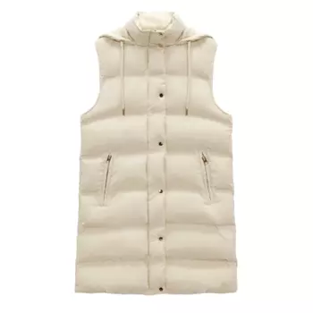 Стеганый жилет с капюшоном Zara, белый