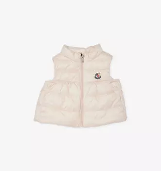 Стеганый жилет с логотипом Hiva 9-36 месяцев Moncler, розовый