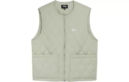 Стеганый жилет с логотипом Stssy Stussy, белый