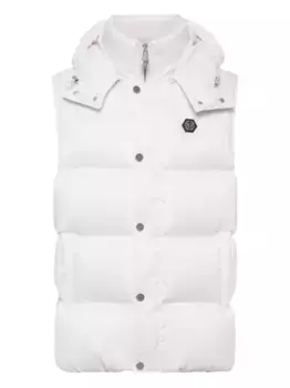 Стеганый жилет с монограммой Philipp Plein, белый