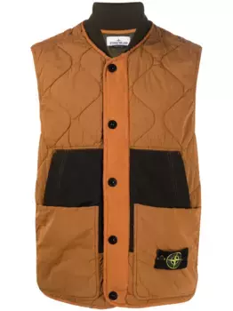 Стеганый жилет с нашивкой Compass Stone Island, коричневый