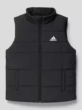 Стеганый жилет с принтом этикетки ADIDAS SPORTSWEAR, черный