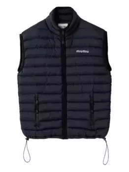 Стеганый жилет с воротником-стойкой MIU MIU, синий
