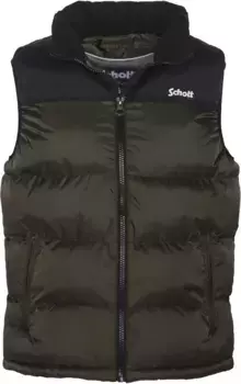 Стеганый жилет Schott NYC с изысканной вышивкой логотипа, цвет Kaki