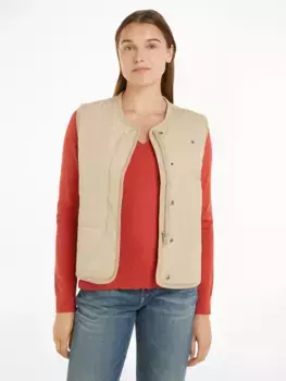 Стеганый жилет Tommy Hilfiger "JERSEY LINED VEST" с флагом-логотипом Tommy Jeans, бежевый