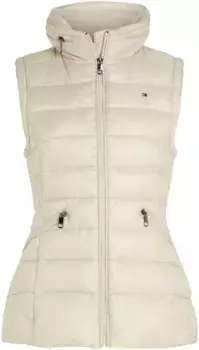 Стеганый жилет Tommy Hilfiger "MW PADDED GLOBAL STRIPE VEST", со скрытым капюшоном в воротнике-стойке, бежевый