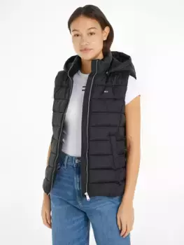 Стеганый жилет Tommy Jeans "TJW BASIC HOODED VEST", с капюшоном, черный