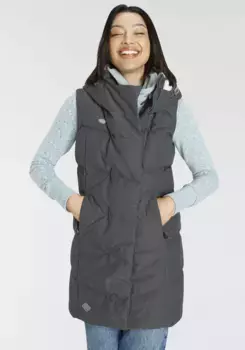 Стеганый жилет в стиле Ragwear "PAVLINNA VEST O", с капюшоном на подкладке, из водонепроницаемого и дышащего материала, серый