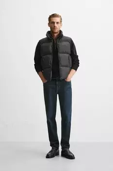 Стеганый жилет ZARA, черный