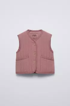 Стеганый жилет ZARA, коричневый