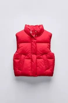 Стеганый жилет ZARA, красный