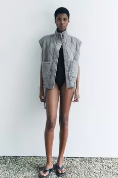 Стеганый жилет ZARA, жемчужно-серый