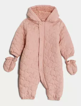 Стеганый зимний комбинезон (0–3 года) Marks & Spencer, розовый