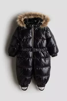 Стеганый зимний комбинезон H&M, черный