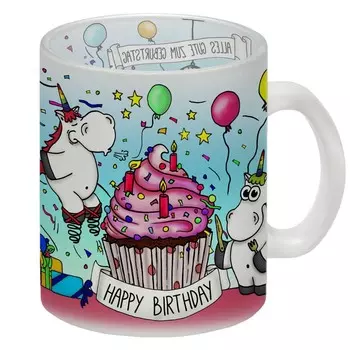 Стеклянная чашка с мотивом дня рождения единорога Honeycorns speecheese