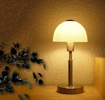 Стеклянная настольная лампа MAIOLO никель с цоколем E14 Dapo Leuchten, серебро