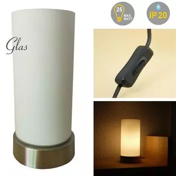 Стеклянная настольная лампа, прикроватная декоративная лампа на подоконнике: коврики цилиндрической формы Dapo Leuchten, серебро