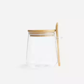 Стеклянная сахарница с бамбуковой ложкой El Corte Ingls, прозрачный