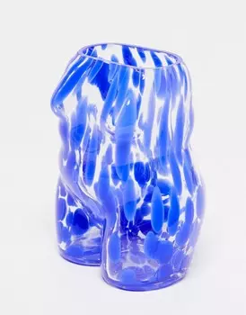 Стеклянная ваза Monki с голубыми брызгами