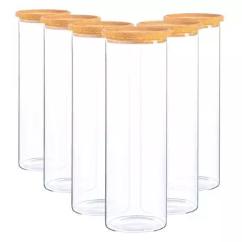 Стеклянные банки для хранения аргона с пробковыми крышками — современные кухонные контейнеры для хранения продуктов — 2 литра — упаковка из 6 шт Argon, коричневый