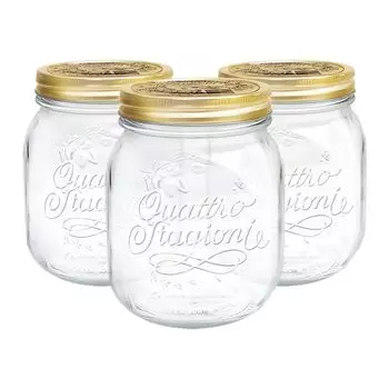 Стеклянные банки для хранения Bormioli Rocco Quattro Stagioni — традиционная кухонная канистра для пищевых продуктов с завинчивающейся крышкой — 700 мл — упаковка из 3 шт, белый