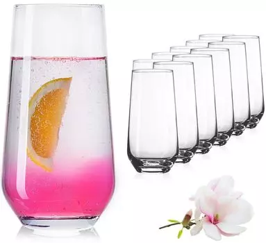 Стеклянные стаканы IMPERIAL 440 мл (макс. 520 мл), набор из 12 стаканов для напитков, стаканов для воды, стаканов для лонг-дринков, стаканов для коктейлей IMPERIAL glass, прозрачный