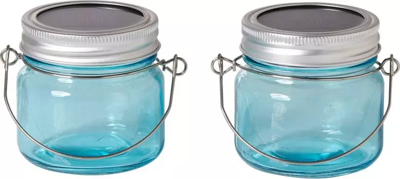 Стеклянный декоративный кувшин Northpoint со светодиодной подсветкой на солнечной энергии для наружного использования, время освещения до 8 часов, набор из 6 штук, 2 маленьких синих штуцера