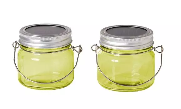 Стеклянный декоративный кувшин Northpoint со светодиодной подсветкой на солнечной энергии для наружного использования, время освещения до 8 часов, набор из 6 2 маленьких желтых штуцеров