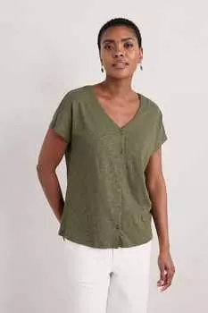 Стеклянный топ Studio из трикотажа с V-образным вырезом Seasalt Cornwall, зеленый