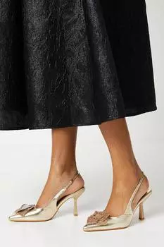 Stella Diamante Корсажные туфли-лодочки на высокой шпильке с острым носком и пяткой на пятке Coast, золото